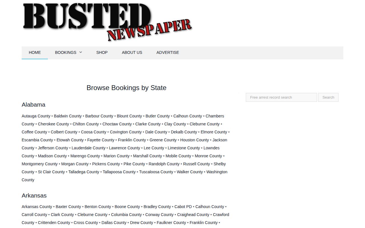 BustedNewspaper Kentucky county index used to check for Hickman County coverage
